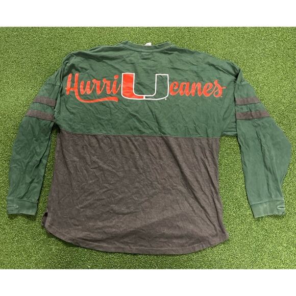 Vintage The U Miami Hurricanes Long Sleeve Three Squares Tag T-Shirt Size L - Picture 4 of 5